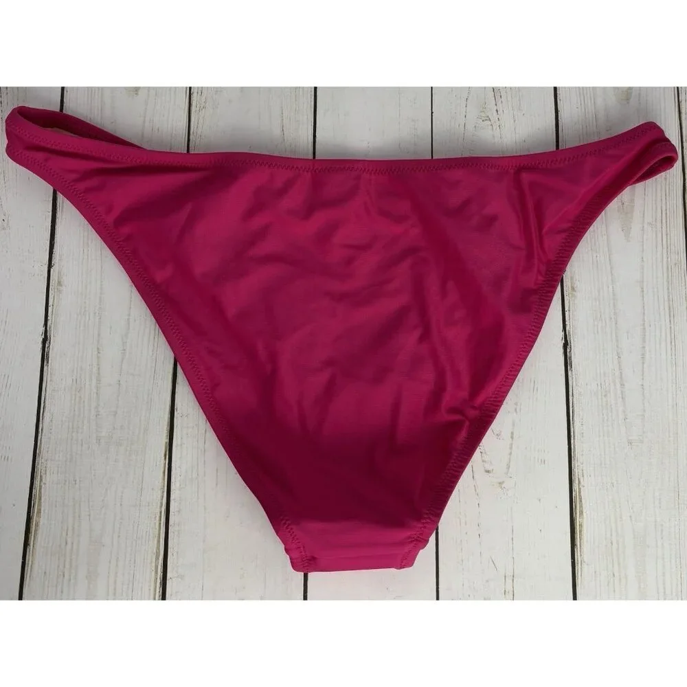 NEW J. Crew Curved-waist cheeky bikini swim bottom Ladies Sz L fuchsia 1450/1/2‎